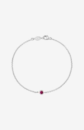 Dower & Hall Single Ruby Dewdrop Chain Bracelet in Sterling Silver at Nordstrom, Size Medium