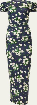 Carolina Herrera Off-The-Shoulder Floral Jersey Maxi Dress
