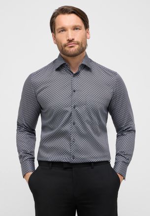 Eterna Langarmhemd ETERNA COMFORT FIT, Herren, Gr. 44, N-Gr, grau (anthrazit), Twill, 100% Baumwolle, normal, Manschette, Hemden Langarmhemd, NON IRON (b&uuml;gel