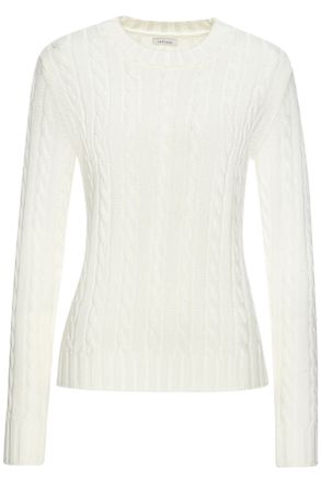 Lascana Rundhalspullover LASCANA, Damen, Gr. 32/34, creme, Strick, Obermaterial: 50% Baumwolle, 50% Polyacryl, unifarben, figurumspielend h&uuml;ftlang, Rundhals, 