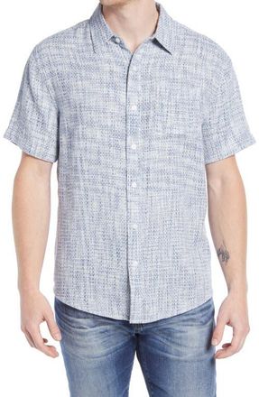 The Normal Brand Freshwater Short Sleeve Button-Up Shirt in Blue Multi at Nordstrom, Size Medium