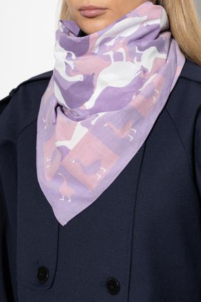 Moschino Cotton Scarf With Print, Unisex, Purple