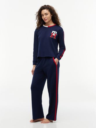 Tommy Hilfiger Womens Cropped Pullover & Pant Sleep Set - Sky Captain - XL