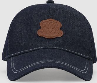 Reiss Mid Blue Monogram-patch Denim Baseball Cap