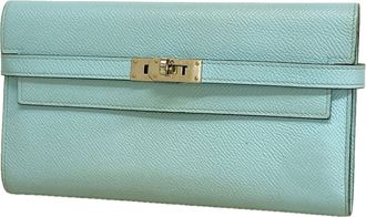Herm&egrave;s Blue Zephyr Epsom Leather Leather Long Wallet (Bi-Fold) (Pre-Owned)