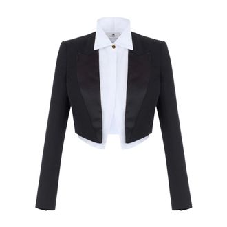 Elisabetta Franchi Cool Wool Jacket met Shirt - Dames - Jassen - Zwart - Maat: S Wol