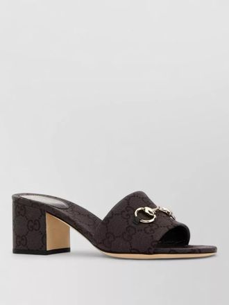 Gucci mules block heel metallic hardware open toe