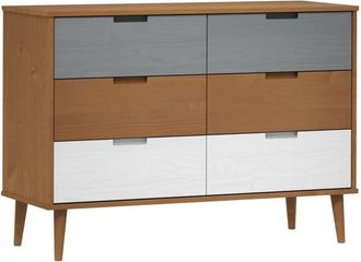 vidaXL Drawer Cabinet molde Brown 113x40x80 cm Solid Wood Pine Vidaxl