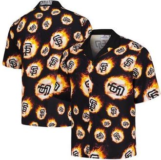 Pleasures Mens PLEASURES Black San Francisco Giants Flame Fireball Button-Up Shirt at Nordstrom, Size Small