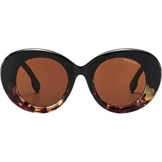 Fifth and Ninth Molly 50mm Polarized Round Sunglasses in Black Torte/Brown at Nordstrom