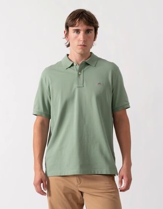 GANT Mens GANT Mens Regular Fit Short Sleeve Shield Logo Pique Polo - 376 Botanical Hue - Green - Size: 38