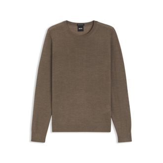 BOSS Slim-fit crewneck sweater in merino wool