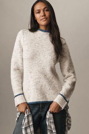 Pilcro Long-Sleeve Mock-Neck Bird Sweater