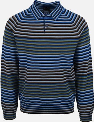 Paul Smith Mens PAUL SMITH SWEATER LS POLO COBALT BLUE - Size: 42