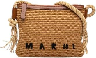 Marni Pre-owned Raffia Crossbody Bag - Dames - Pre-owned - Bruin - Maat: ONE Size Leer
