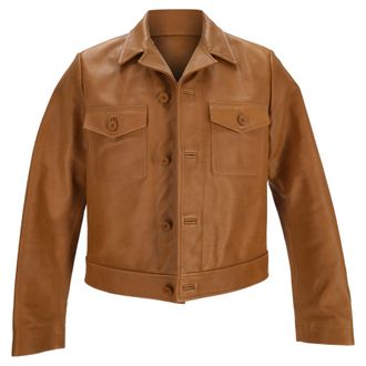 Sandro Sandro Slim-Fit Jacket in Brown Leather