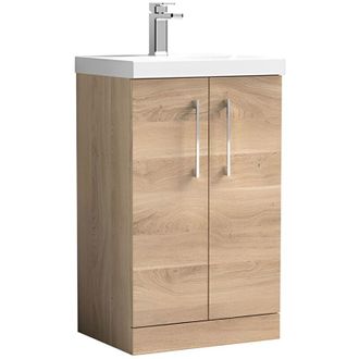 Nuie Nuie - Arno Floor Standing 2-Door Vanity Unit with Basin-3 500mm Wide - Bleached Oak