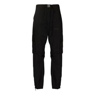 Off-white FW21 Logo Solid Color Cargo Casual Pants Ordinary Version Black OMCF031C99FAB0011010