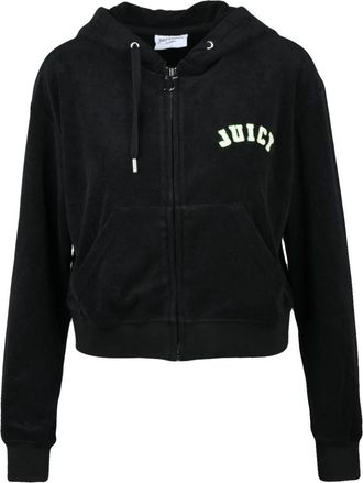 Juicy Couture Felpa in spugna Sweatshirt - Dames - Vesten met rits - Zwart - M - Katoen - Hoodies & sweatvesten