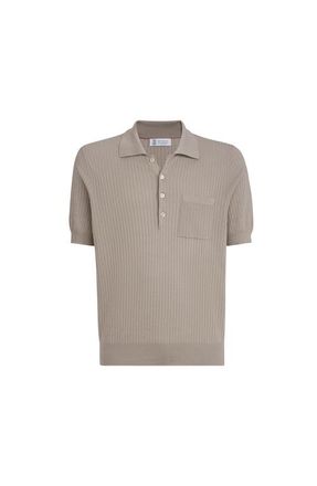 Brunello Cucinelli Rib knit polo in Dove Grey at Nordstrom, Size 60 It