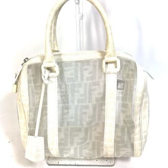 Fendi White Leather Boston Bag (Pre-Owned)