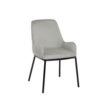 Koketto Home Silla tapizada gris claro con reposabrazos bajos curvos