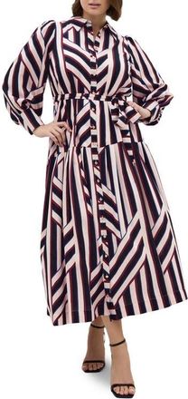 City Chic Timeless Stripe Long Sleeve Dress at Nordstrom, Size 12W