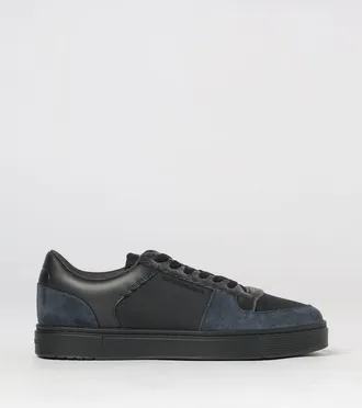 Emporio Armani Sneakers basse bicolore in pelle scamosciata e mesh