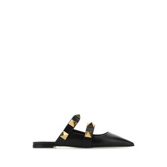 Valentino Garavani Mules, female, Black, Size: 5 1/2 US Roman Stud Slippers