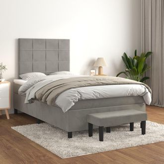 vidaXL Cama Box Spring Con Colch&oacute;n Terciopelo Gris Claro 120x200 Cm Vidaxl