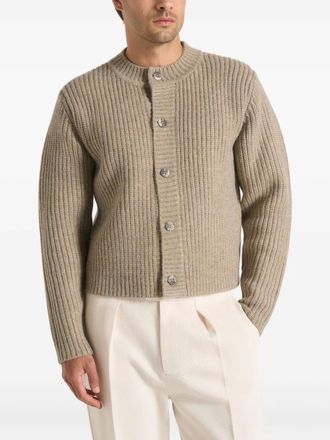Mani&egrave;re De Voir Alix - crewneck ribbed knit cardigan - beige - unisex - Polyester/Modacrylic/Nylon/Wool - M - Neutrals