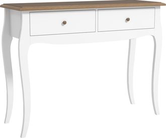 OEM Mesa De Consola Con 2 Cajones Estilo Franc&eacute;s Para Pasillo Dormitorio Sal&oacute;n 100x35x76,5 Cm Blanco Y Marr&oacute;n Oscuro