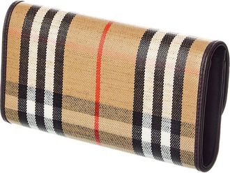 Burberry Highlands Check Canvas & Leather Continental Wallet