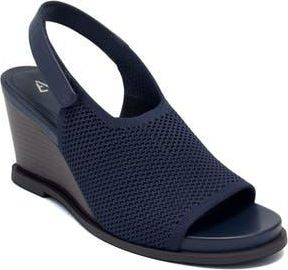Aerosoles Dell Textured Knit Slingback Wedge Sandal in Navy Navy at Nordstrom Rack, Size 7.5