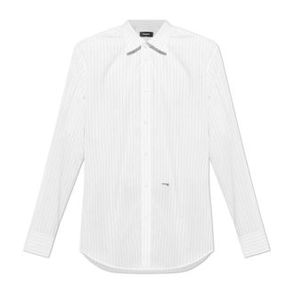 Dsquared2 Overhemd met een gestreept patroon - Heren - Zakelijke Overhemden - Wit - S - Katoen - Overhemden