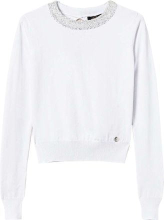 Twin-Set sequin-embellished fitted jumper - White
