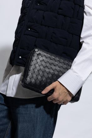 Bottega Veneta Leather Handbag, Mens, Navy Blue