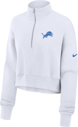 Nike Detroit Lions Primetime Phoenix Nike Womens NFL Oversized Cropped 1/4-Zip Crew in White | 01N910A9J-LCD