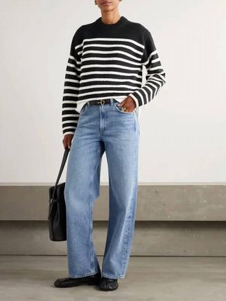 Proenza Schouler Nia Stripe Sweater In Black /white