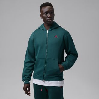 Nike Jordan Mens Jordan Brooklyn Full-Zip Hoodie in Green | IU0243-378
