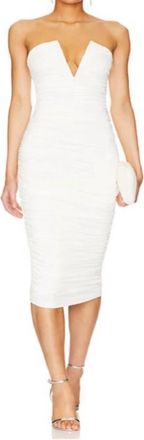 Superdown Vivienne Ruched Midi Dress In White