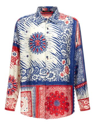 Roberto Cavalli Camicia in seta a maniche lunghe - Blu