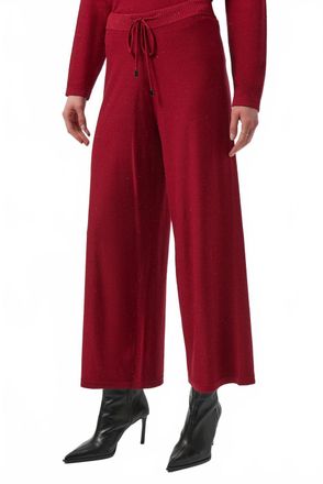 Joseph Ribkoff Womens Sequined Wide Leg Culotte Pants In Deep Cherry