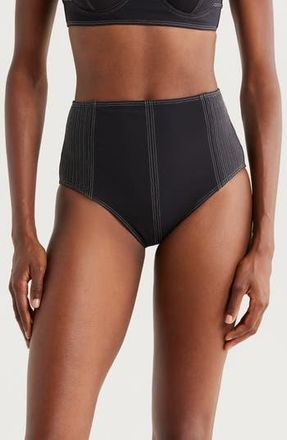 Ulla Johnson Kiele High Waist Bikini Bottoms in Noir at Nordstrom Rack, Size Petite