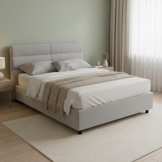 Dmora Cama De Matrimonio Bedero, Colch&oacute;n Incluido, Desenfundable Hecho En Italia, Con Almacenamiento, Gris