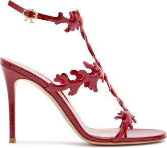 Gianvito Rossi Ocean 95 Coral-design Glossed Nappa Sandals - Red - 39 (IT39 / UK6)