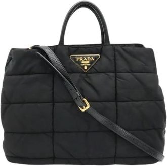 Prada Pre-owned Vintage Quilted Shoulder Tote - Dames - Vintage Shopper - Zwart - ONE Size - Nylon - Vintage