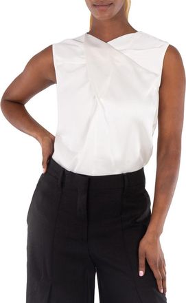 Burberry Draped Satin-back Crepe Top, Brand Size 6 (US Size 4)