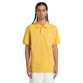 Timberland Mens Pique Short Sleeve Polo Undershirt, Mimosa, L