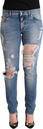 Dolce & Gabbana Versleten Skinny Jeans met Gescheurde Details